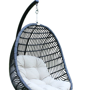 Homeroots 43" Beige Aluminum Outdoor Swing Chair With Beige Cushion  Rattan,Aluminium,Fabric 482867