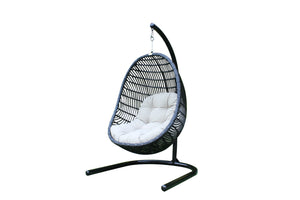 Homeroots 43" Beige Aluminum Outdoor Swing Chair With Beige Cushion  Rattan,Aluminium,Fabric 482867