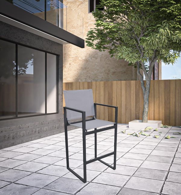 Homeroots 23" Gray And Black Metal Director Chair  Aluminum,Fabric 482870