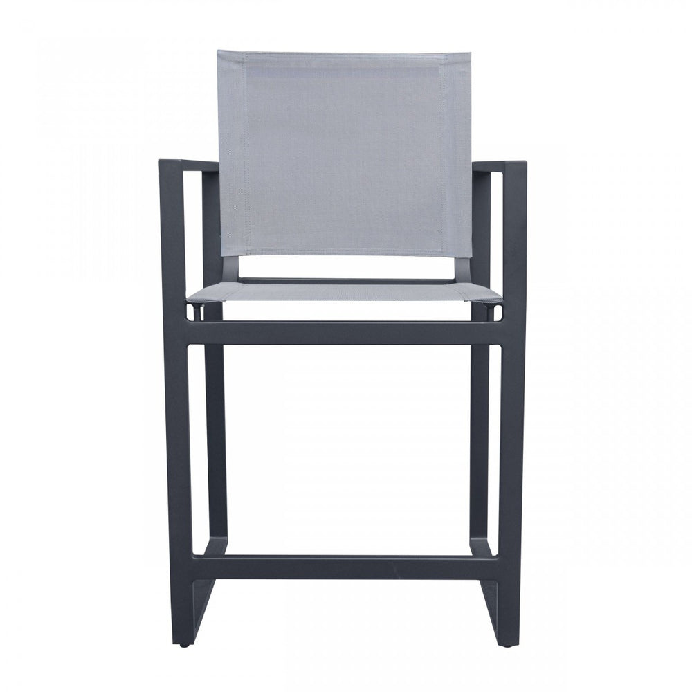 Homeroots 23" Gray And Black Metal Director Chair  Aluminum,Fabric 482871