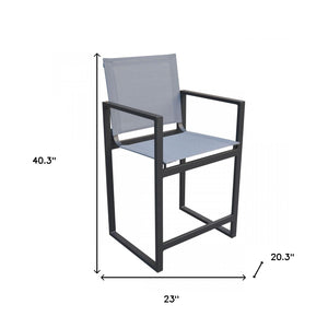 Homeroots 23" Gray And Black Metal Director Chair  Aluminum,Fabric 482871