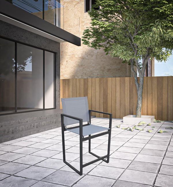 Homeroots 23" Gray And Black Metal Director Chair  Aluminum,Fabric 482871