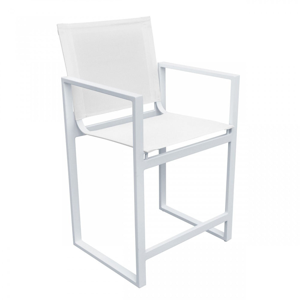 Homeroots 23" White Metal Director Chair  Aluminum,Fabric 482872