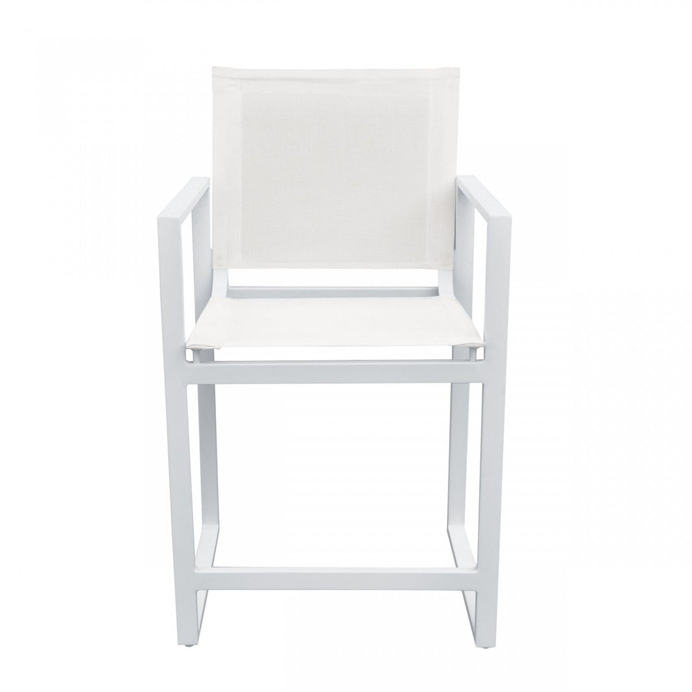 Homeroots 23" White Metal Director Chair  Aluminum,Fabric 482872