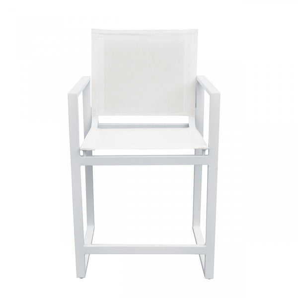 Homeroots 23" White Metal Director Chair  Aluminum,Fabric 482872