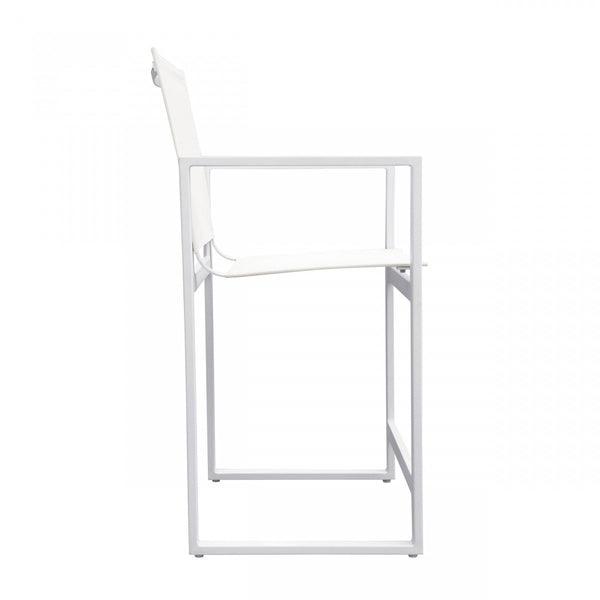 Homeroots 23" White Metal Director Chair  Aluminum,Fabric 482872