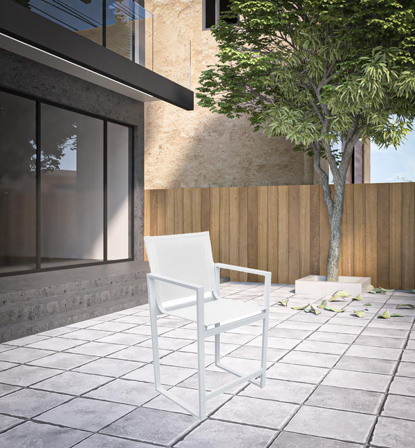 Homeroots 23" White Metal Director Chair  Aluminum,Fabric 482872