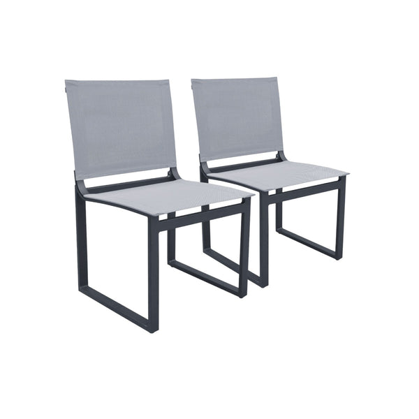 Homeroots Set Of Two 20" Gray And Black Aluminum Indoor Outdoor Dining Chair  Aluminum,Fabric 482873