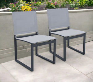 Homeroots Set Of Two 20" Gray And Black Aluminum Indoor Outdoor Dining Chair  Aluminum,Fabric 482873
