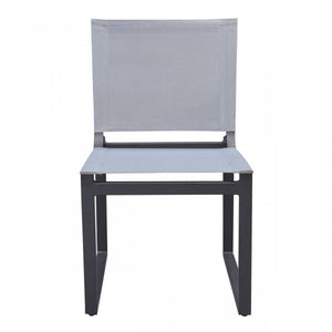 Homeroots Set Of Two 20" Gray And Black Aluminum Indoor Outdoor Dining Chair  Aluminum,Fabric 482873
