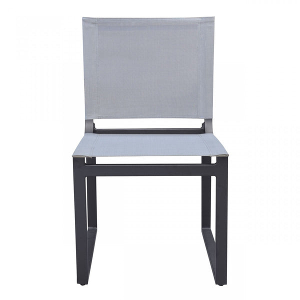 Homeroots Set Of Two 20" Gray And Black Aluminum Indoor Outdoor Dining Chair  Aluminum,Fabric 482873