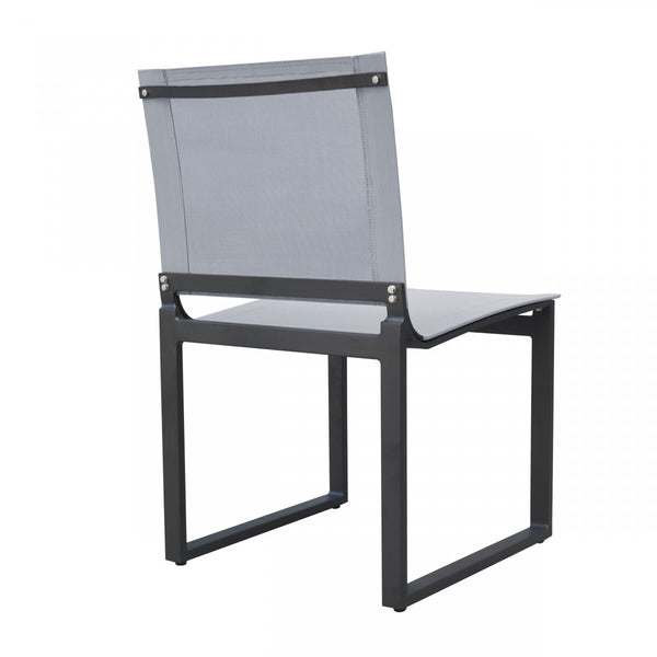 Homeroots Set Of Two 20" Gray And Black Aluminum Indoor Outdoor Dining Chair  Aluminum,Fabric 482873