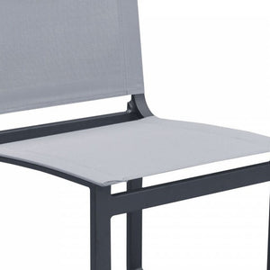 Homeroots Set Of Two 20" Gray And Black Aluminum Indoor Outdoor Dining Chair  Aluminum,Fabric 482873