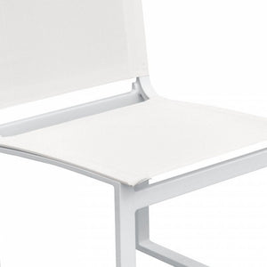 Homeroots Set Of Two 20" White Aluminum Indoor Outdoor Dining Chair  Aluminum,Fabric 482874