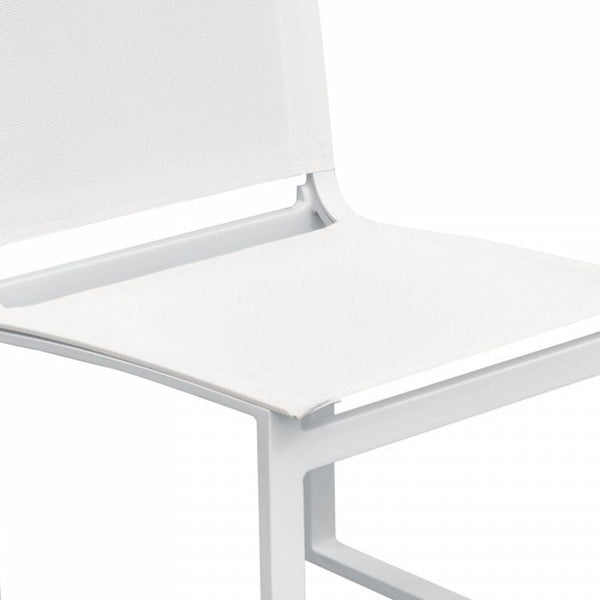 Homeroots Set Of Two 20" White Aluminum Indoor Outdoor Dining Chair  Aluminum,Fabric 482874