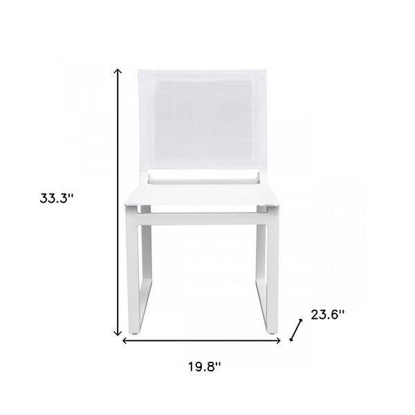 Homeroots Set Of Two 20" White Aluminum Indoor Outdoor Dining Chair  Aluminum,Fabric 482874