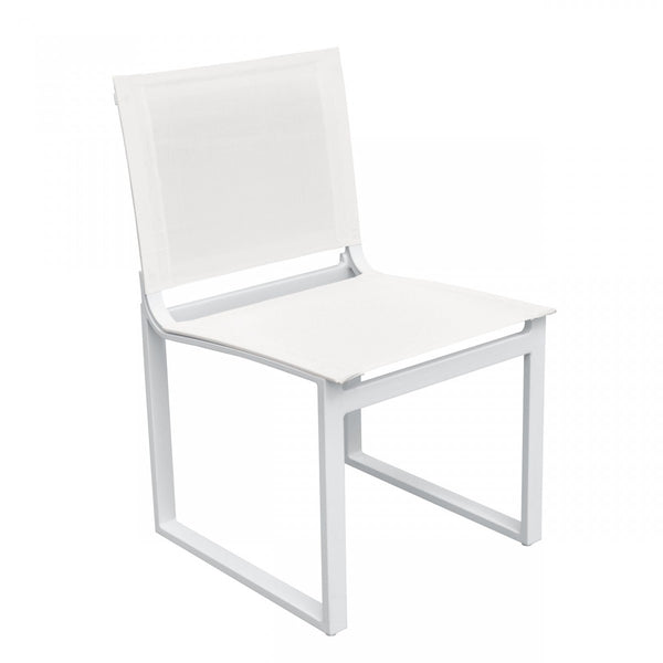 Homeroots Set Of Two 20" White Aluminum Indoor Outdoor Dining Chair  Aluminum,Fabric 482874