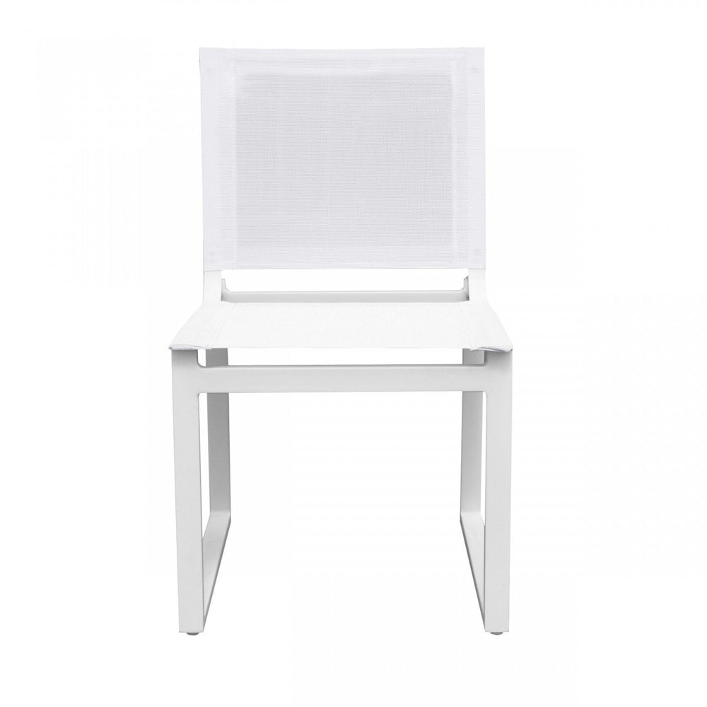 Homeroots Set Of Two 20" White Aluminum Indoor Outdoor Dining Chair  Aluminum,Fabric 482874