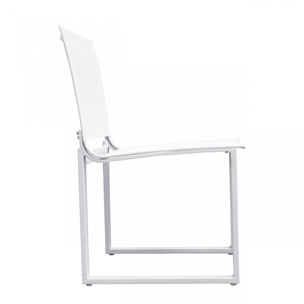Homeroots Set Of Two 20" White Aluminum Indoor Outdoor Dining Chair  Aluminum,Fabric 482874
