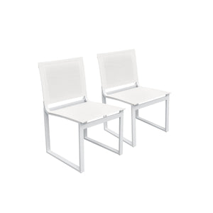 Homeroots Set Of Two 20" White Aluminum Indoor Outdoor Dining Chair  Aluminum,Fabric 482874
