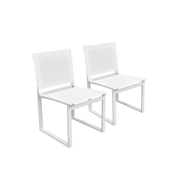 Homeroots Set Of Two 20" White Aluminum Indoor Outdoor Dining Chair  Aluminum,Fabric 482874