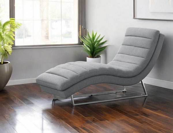 Homeroots 26" Gray Sofa Chaise With Silver Legs   482889