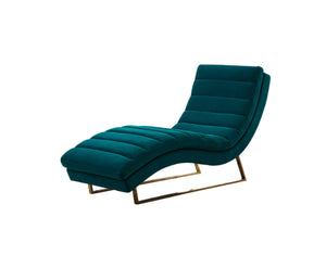 Homeroots 26" Green Tufted Velvet And Silver Solid Color Chaise Lounge Chair   482890