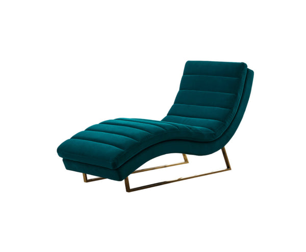 Homeroots 26" Green Tufted Velvet And Silver Solid Color Chaise Lounge Chair   482890