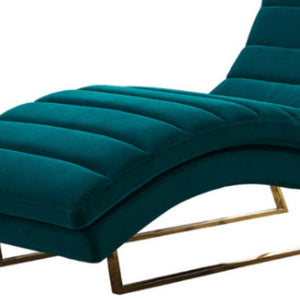 Homeroots 26" Green Tufted Velvet And Silver Solid Color Chaise Lounge Chair   482890