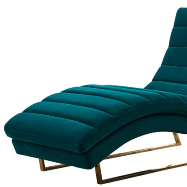 Homeroots 26" Green Tufted Velvet And Silver Solid Color Chaise Lounge Chair   482890