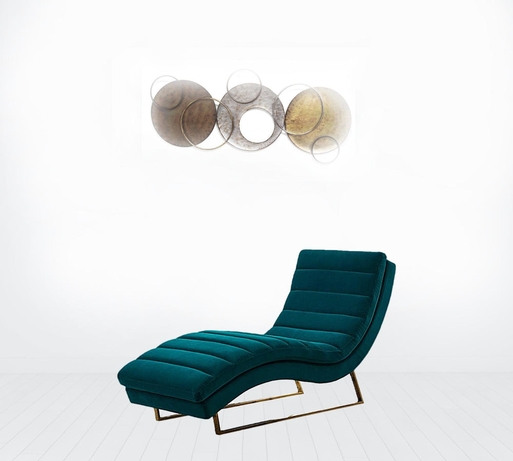 Homeroots 26" Green Tufted Velvet And Silver Solid Color Chaise Lounge Chair   482890