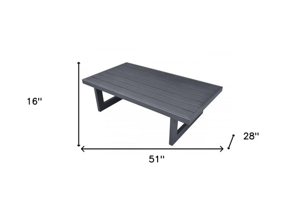 Homeroots 51" Charcoal Aluminum Outdoor Coffee Table  Aluminum 482891