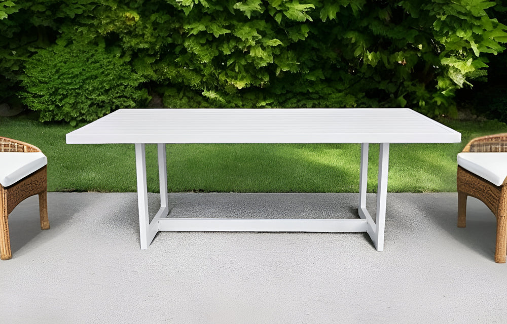 Homeroots 83" White Aluminum Outdoor Dining Table  Aluminum 482894