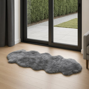 HomeRoots 2' X 6' Handmade Wool Sheepskin Area Rug - Luxurious, Cozy Accent for Modern & Traditional Spaces Gray 482895