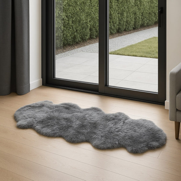 HomeRoots 2' X 6' Handmade Wool Sheepskin Area Rug - Luxurious, Cozy Accent for Modern & Traditional Spaces Gray 482895