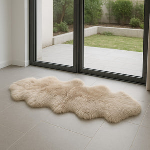 HomeRoots 2' X 6' Handmade Wool Sheepskin Area Rug - Luxurious, Cozy Accent for Modern & Traditional Spaces Platinum 482896