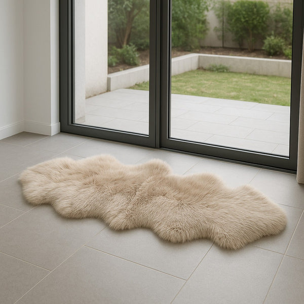 HomeRoots 2' X 6' Handmade Wool Sheepskin Area Rug - Luxurious, Cozy Accent for Modern & Traditional Spaces Platinum 482896