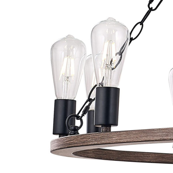 Brown Metal Twelve Light Dimmable Chandelier for Elegant Dining or Living Spaces