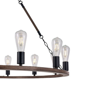 Brown Metal Twelve Light Dimmable Chandelier for Elegant Dining or Living Spaces