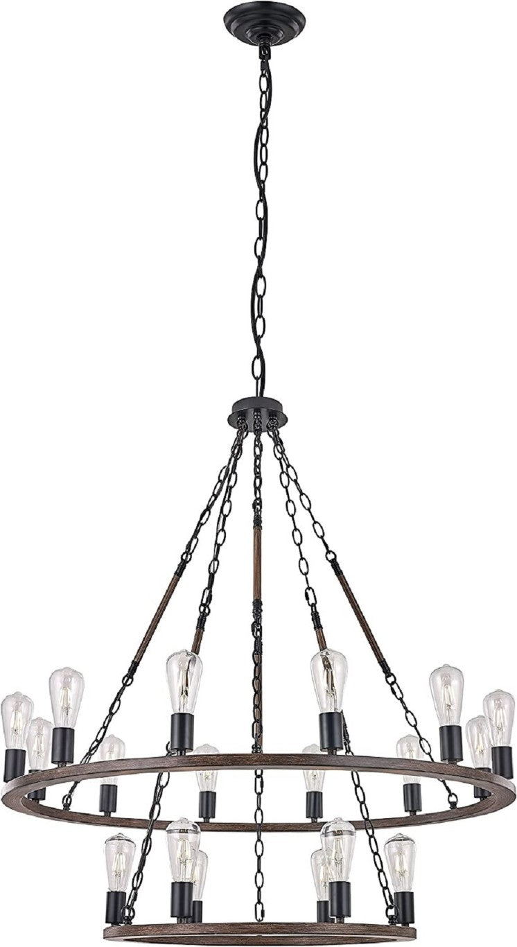 HomeRoots Brown Metal Dimmable Multi Light Chandelier with Candle Style Arms for Dining Rooms 482904