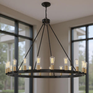 Black Metal Dimmable Multi-light Chandelier with Candle-inspired Arms for Dining Rooms