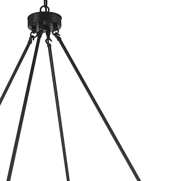 Black Metal Dimmable Multi-light Chandelier with Candle-inspired Arms for Dining Rooms