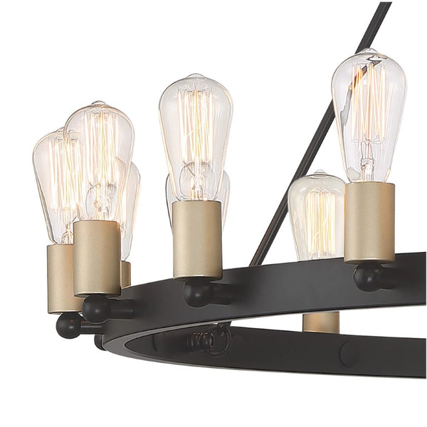 Black Metal Dimmable Multi-light Chandelier with Candle-inspired Arms for Dining Rooms