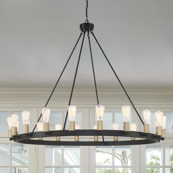 Black Metal Dimmable Multi-light Chandelier with Candle-inspired Arms for Dining Rooms