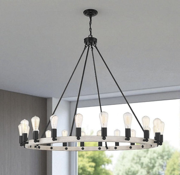 Black Metal Candelabra Chandelier with Dimmable Multi Light Design for Dining Rooms