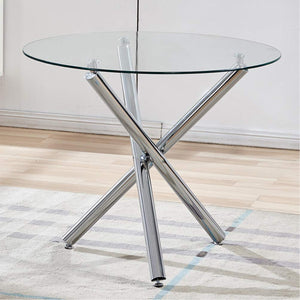 Homeroots 36" Silver And Glass Round Tripod Base Coffee Table   482909