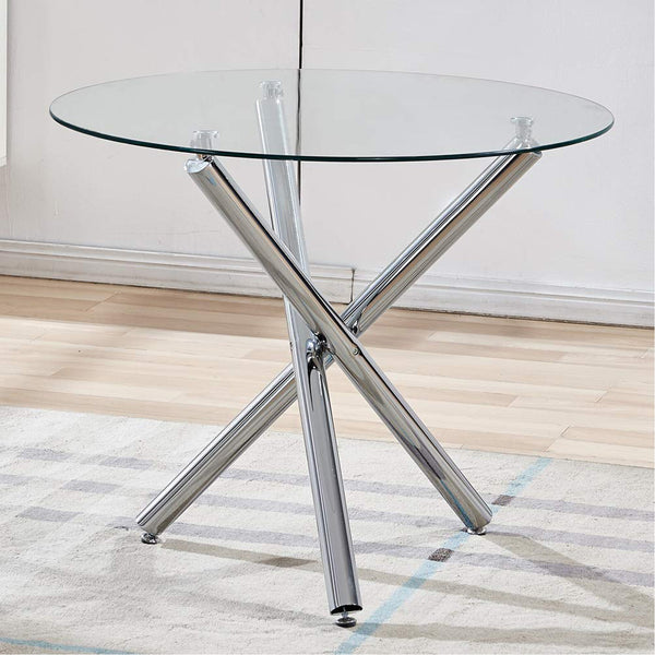 Homeroots 36" Silver And Glass Round Tripod Base Coffee Table   482909