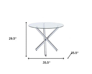 Homeroots 36" Silver And Glass Round Tripod Base Coffee Table   482909