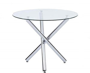 Homeroots 36" Silver And Glass Round Tripod Base Coffee Table   482909
