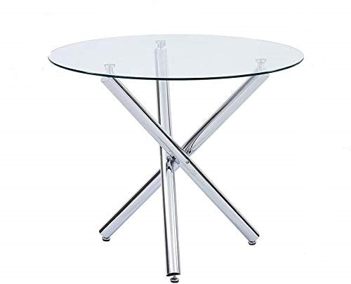 Homeroots 36" Silver And Glass Round Tripod Base Coffee Table   482909